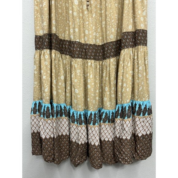 Vintage White Stag Maxi Skirt Womens Large Floral Tiered Boho Peasant Cottage - Picture 3 of 6